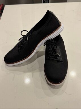 Cole Haan Black Knit Lace-Up Sneakers with White Sole